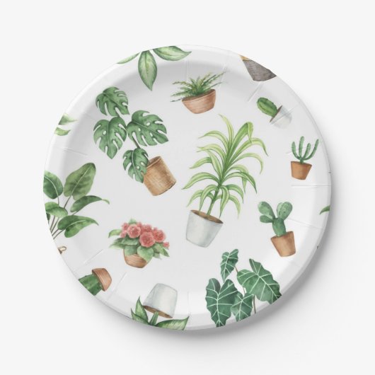 Plant patroon papieren bordje (Voorkant)