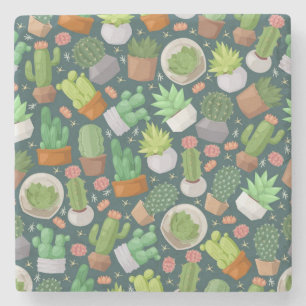 Plant patroon stenen onderzetter