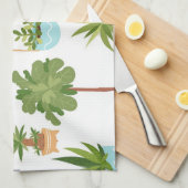 Plant patroon theedoek (Quarter Fold)