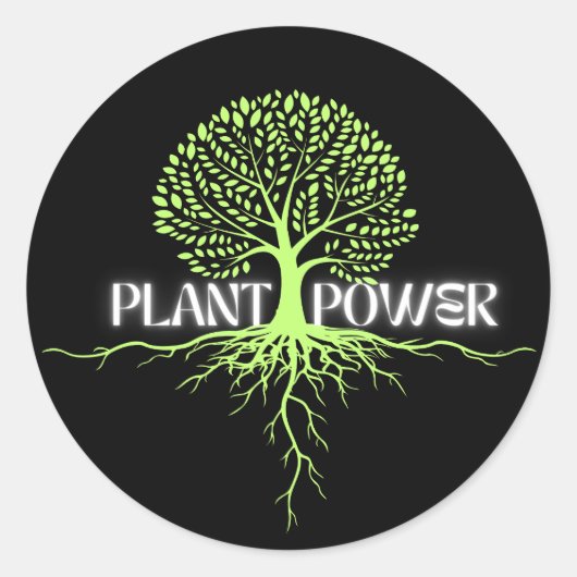 Plant Power. Going Vegan Ronde Sticker (Voorkant)