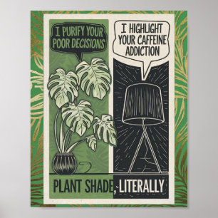 Plant Schaduw Letterlijk Monstera vs Lamp Humor Poster