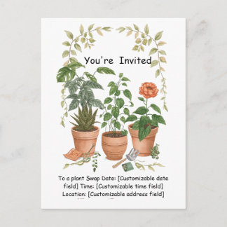 Plant Swap Invitation Earth Day Event Card Feestdagenkaart