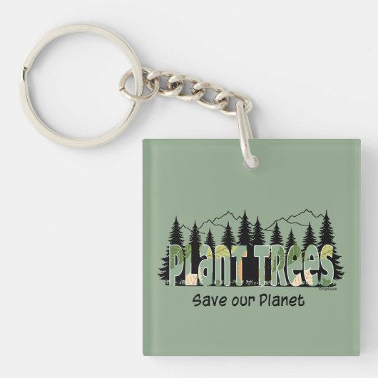 Plant Trees - Red onze planeet, Cool Trendy Sleutelhanger (voorkant)
