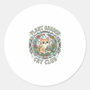Plant Tuin Kat Grappige Kat Liefhebber Ontwerp - P Ronde Sticker