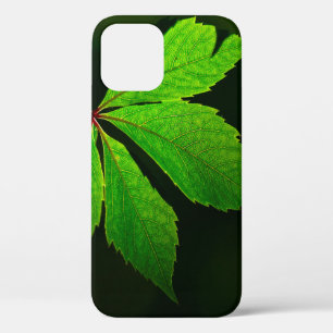 Plant van lederen veinpatroon iPhone 12 hoesje