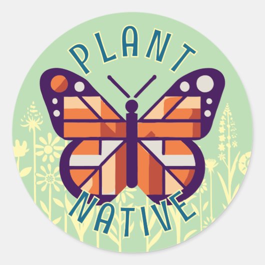 Plant voor bestuivers ronde sticker (Voorkant)