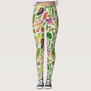 Plantaardige kruiden en tuinoogst op off white leggings