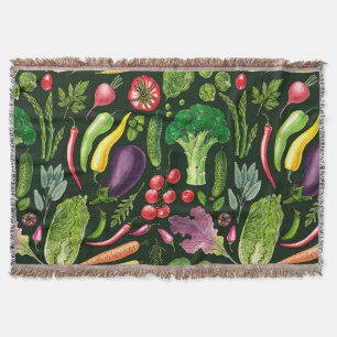 Plantaardige kruiden en tuinoogst op zwart deken