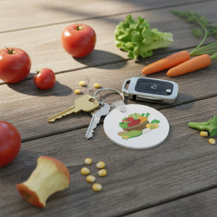 Plantaardige mandje sleutelhanger