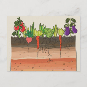 Plantaardige tuin grond aardlagen natuur kunst briefkaart