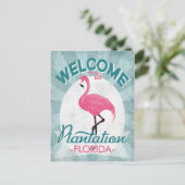 Plantation Florida Pink Flamingo Retro Briefkaart (Staand voorkant)
