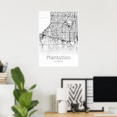 Plantation Map - Florida - City Map Poster (Thuiskantoor)