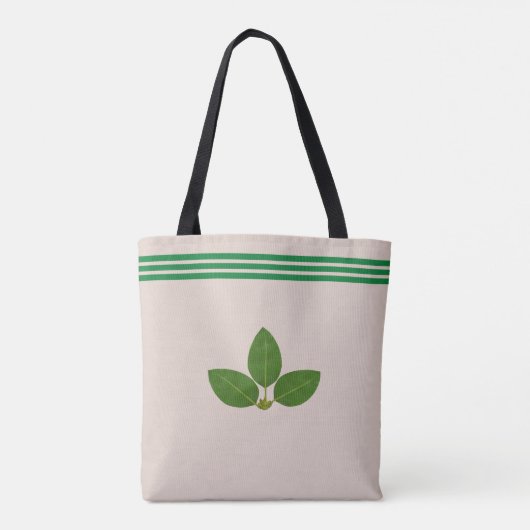 Plante Bay Leaf sur Sac fourre-tout vert et beige (Dos)