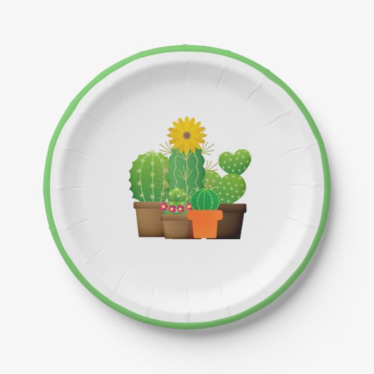 Plante de Cactus en Pot Fête Assiette en Papier (Devant)