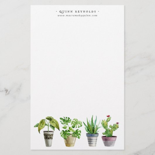 Plante en pot à aquarelle Boho | Papeterie à monog (Devant)