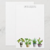 Plante en pot à aquarelle Boho | Papeterie à monog (Devant / Derrière)