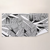 Plante exotique noir et blanc et botanique de palm (Serviette de bain)