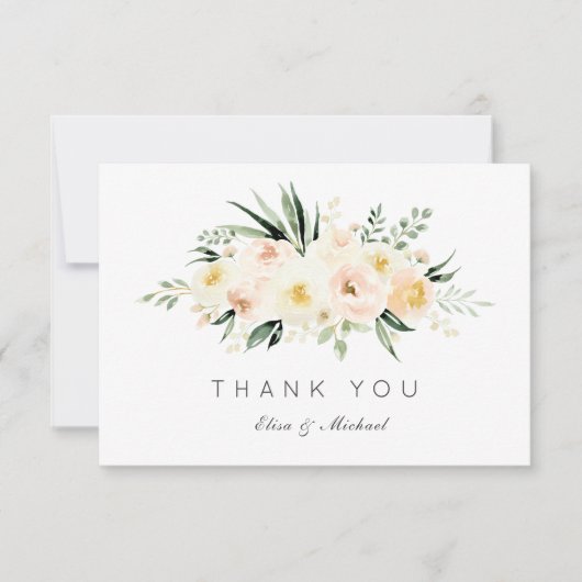 Plante florale Pêche verdure Carte de remerciement (Devant)