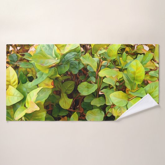 Plante jaune verdoyant peint (Serviette de bain)