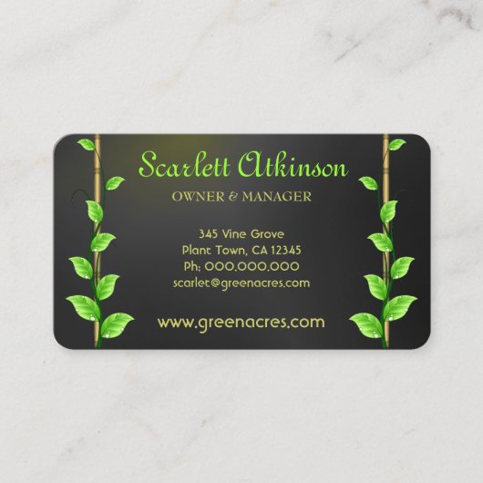 Plante noir Carte de visite Modèle  (Devant)