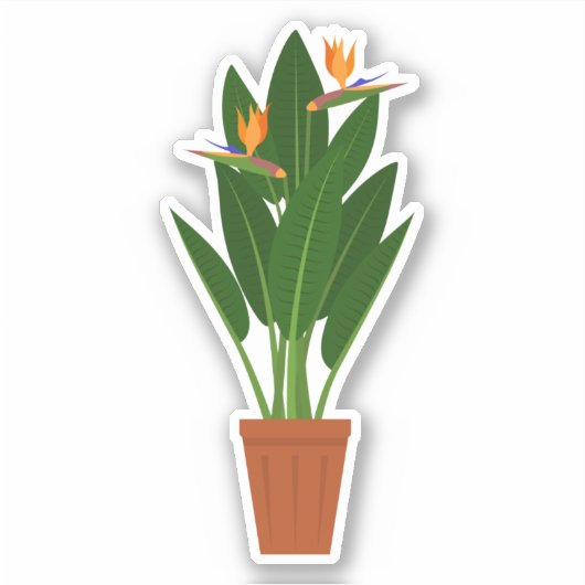 Plante verte en pot autocollant transparent (Devant)