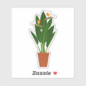 Plante verte en pot autocollant transparent (Feuille)
