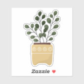 Plante verte en pot autocollant transparent (Feuille)