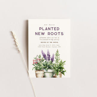 Planted New Roots Housewarming Party Uitnodigen Kaart