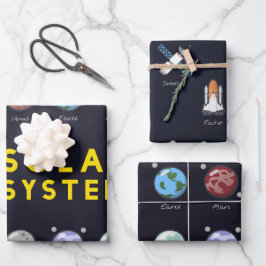 Planten - Astronaut Grafisch 3-stuk Inpakpapier Vel