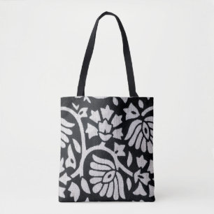 Planten, bloemen, abstract zwart-wit tafelkleed. draagtas