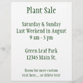 Planten en Bloemen Aangepaste Flyer (Achterkant)
