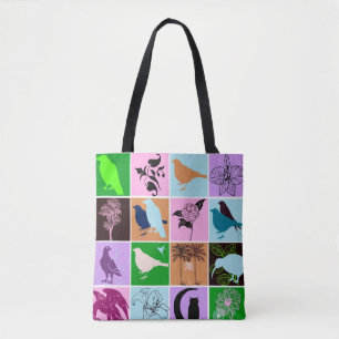 Planten en vogels Silhouette Animal natuur Art Draagtas