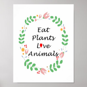 planten houden van vegan poster