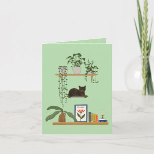 Planten, katten en boeken - Boekachtige kat esthet Kaart