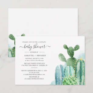 Planten met botanische cactus Baby shower Kaart