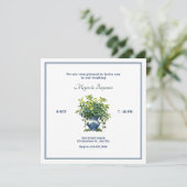 Planten met kunstzinnige vaas bruiloft kaart (Staand voorkant)