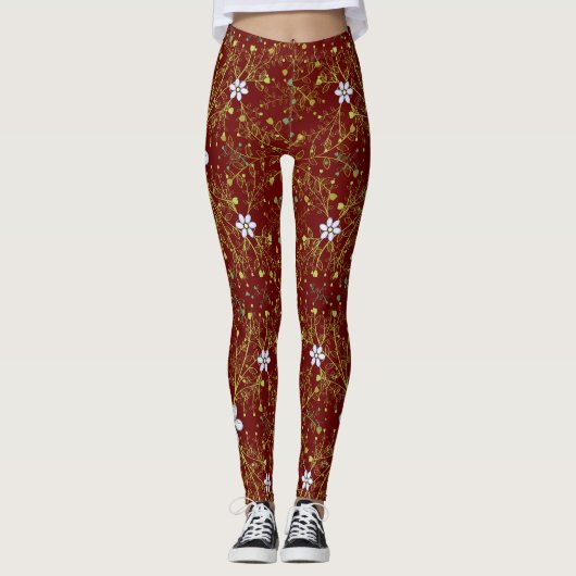 Planten patroon.10b DRed BG Leggings (Voorkant)
