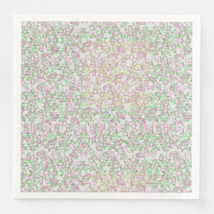 Planten patroon.14C Roze Floral Offwhite BG Servet