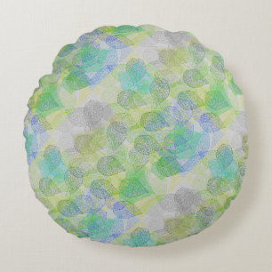 Planten patroon A02.b Leaves LGrey BG Rond Kussen