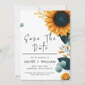 Planten rustieke tuin groen zonnebloem bruiloft save the date (Voorkant)