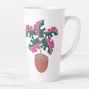 Planten Tropisch Roze Monstera Witbonte Kunst Latte Mok