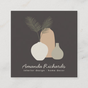 Planten van bitteraardecor, boho brown interiors vierkante visitekaartje