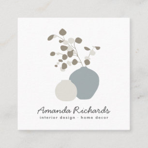 Planten van fijn aardewerk vierkante visitekaartje