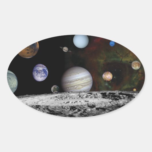Planten van het zonnestelsel ovale sticker (Voorkant)
