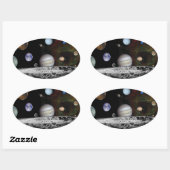 Planten van het zonnestelsel ovale sticker (Vel)