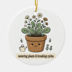 Planten Water geven en Cycli Doorbreken Keramisch Ornament