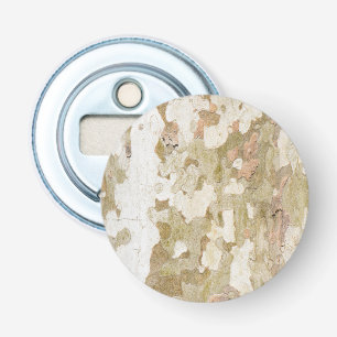 Plantenboomcamouflage ziet uit op barstpatroon button flesopener