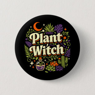 Plantenliefhebber tuinieren halloween plant heks ronde button 5,7 cm