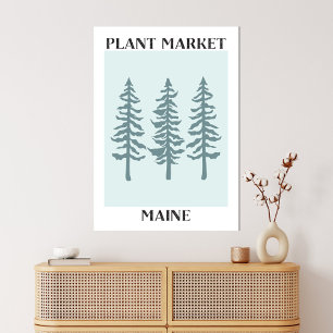 Plantenmarkt Maine Green Pine Tree Forest Canvas Afdruk