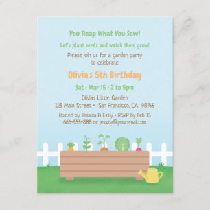 Planter Box Kinder Garden Birthday Party Kaart